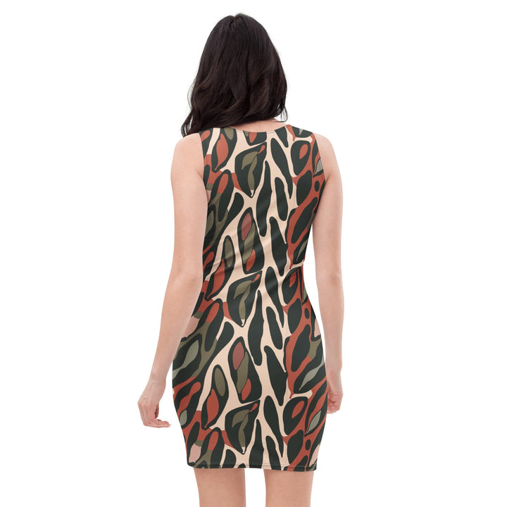 Graphic bodycon dress – abstract organic pattern - sleeveless fitted summer dress for women | ARLXUN