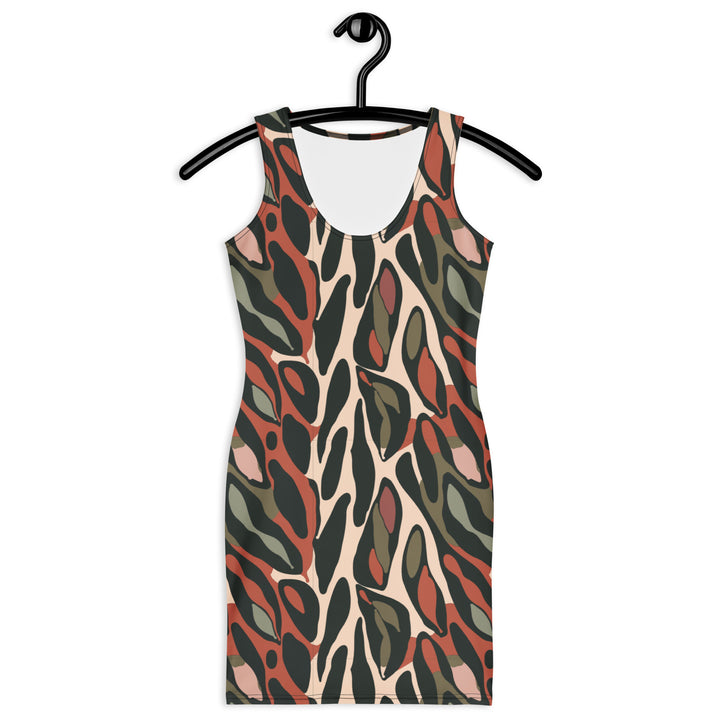 Graphic bodycon dress – abstract organic pattern - sleeveless fitted summer dress for women | ARLXUN