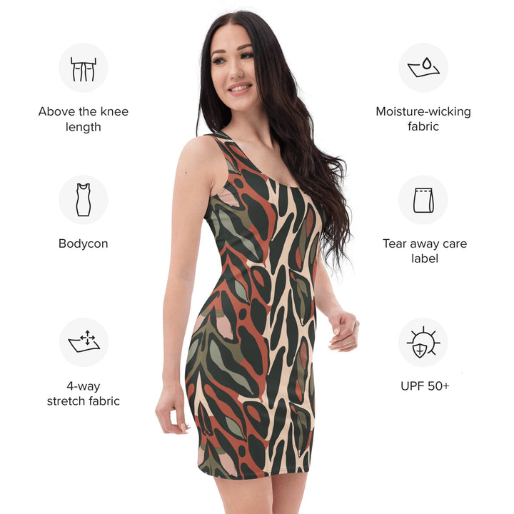 Graphic bodycon dress – abstract organic pattern - sleeveless fitted summer dress for women | ARLXUN