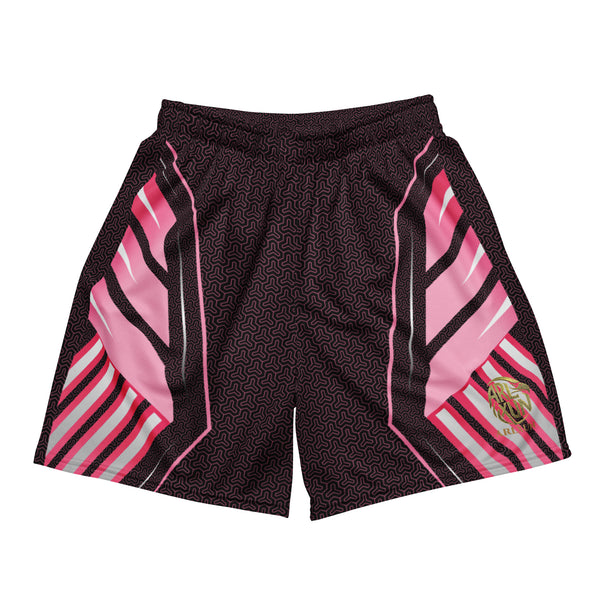 Graphic Sports Shorts – Pink & Black Striped Print | ARLXUN