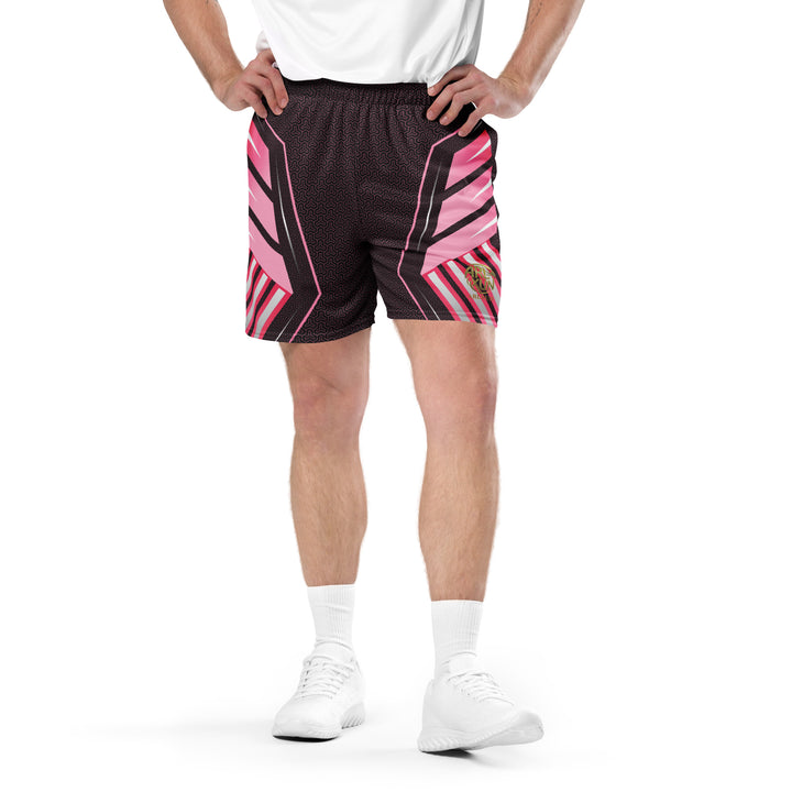 Graphic Sports Shorts – Pink & Black Striped Print | ARLXUN