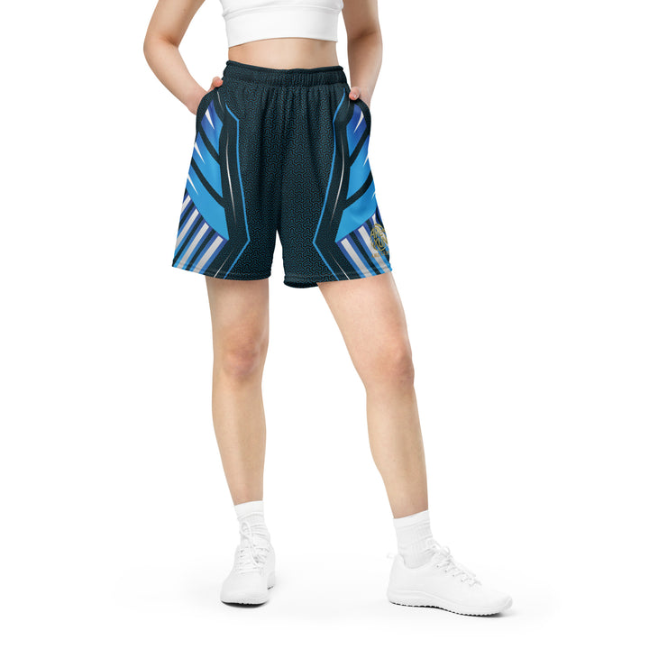 Graphic Sports Shorts – Blue & Black Striped Print | ARLXUN