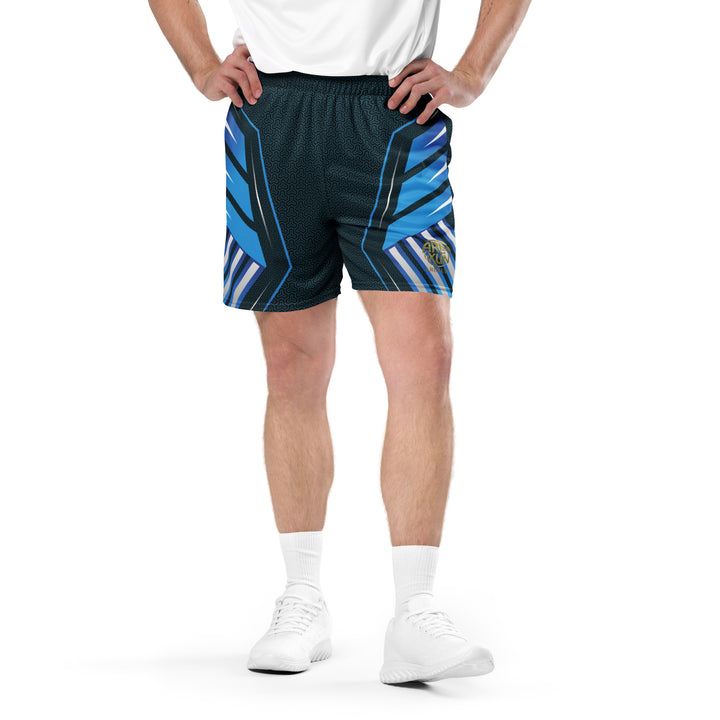 Graphic Sports Shorts – Blue & Black Striped Print | ARLXUN
