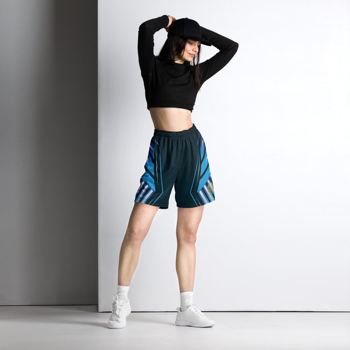 Graphic Sports Shorts – Blue & Black Striped Print | ARLXUN