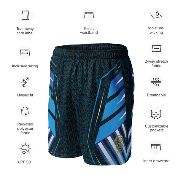 Graphic Sports Shorts – Blue & Black Striped Print | ARLXUN