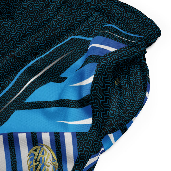 Graphic Sports Shorts – Blue & Black Striped Print | ARLXUN