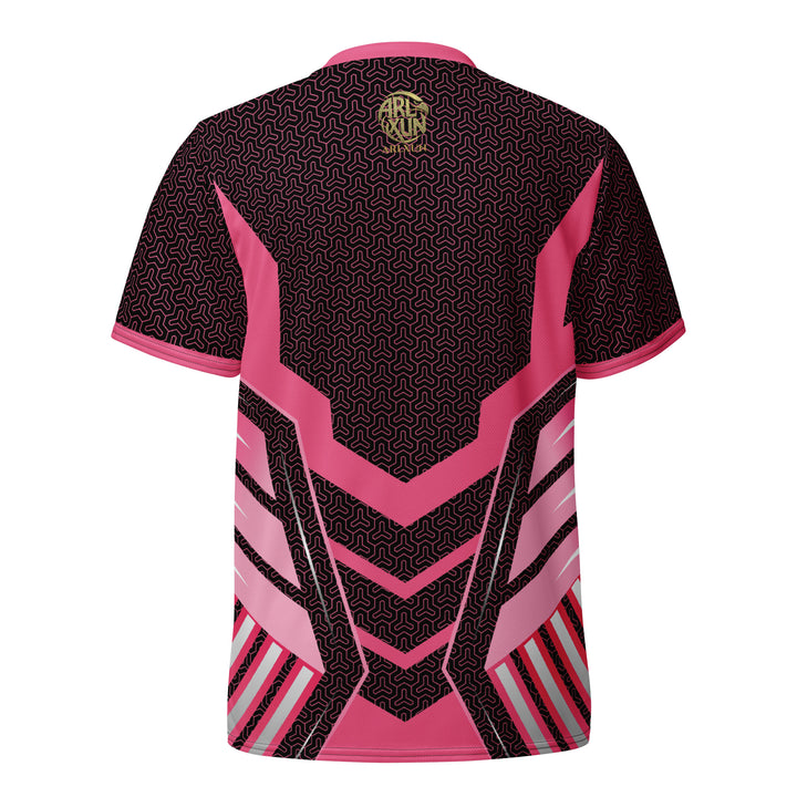 Graphic Sports Jersey – Pink & Black Striped Print | ARLXUN