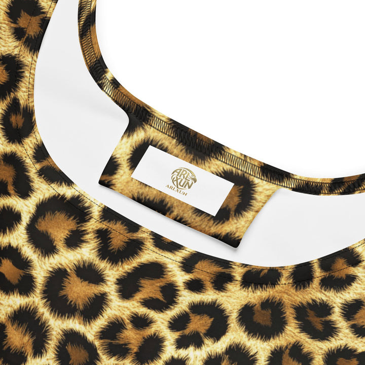 Skater Dress Soft Leopard Pattern flared sleeveless printed stretch | ARLXUN