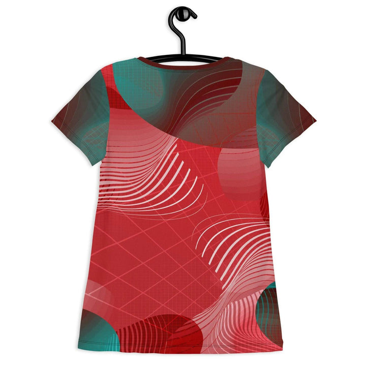 Abstract Red Tech Women's Athletic T-shirt -ARLXUN