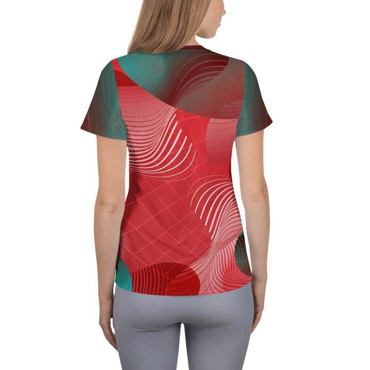 Abstract Red Tech Women's Athletic T-shirt -ARLXUN
