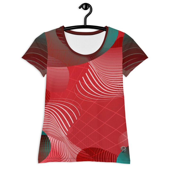 Abstract Red Tech Women's Athletic T-shirt -ARLXUN