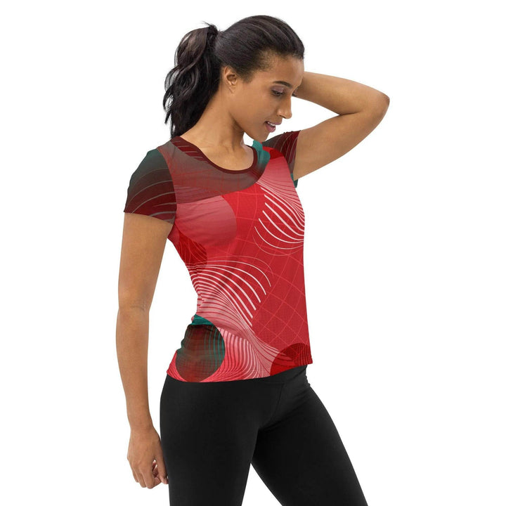 Abstract Red Tech Women's Athletic T-shirt -ARLXUN